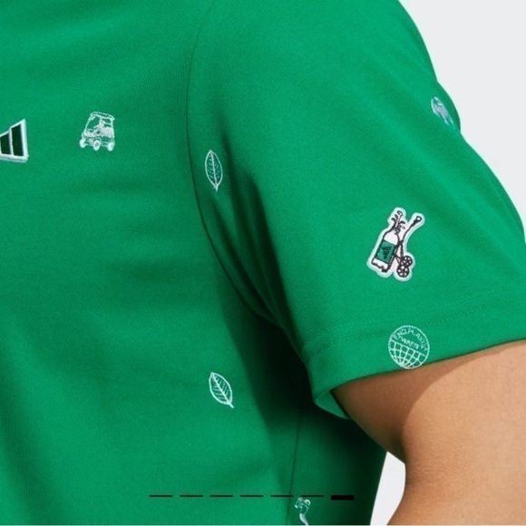 Men’s PLAY GREEN MONOGRAM GOLF POLO SHIRT Size l Green new Adidas - Picture 6 of 9